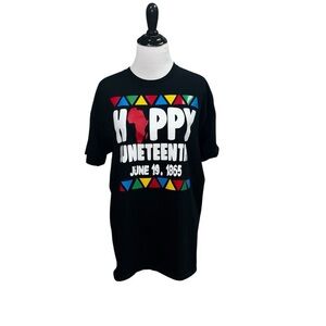 Gildan Women's L Large Fitted Crewneck T-Shirt Juneteenth June 19 Black History